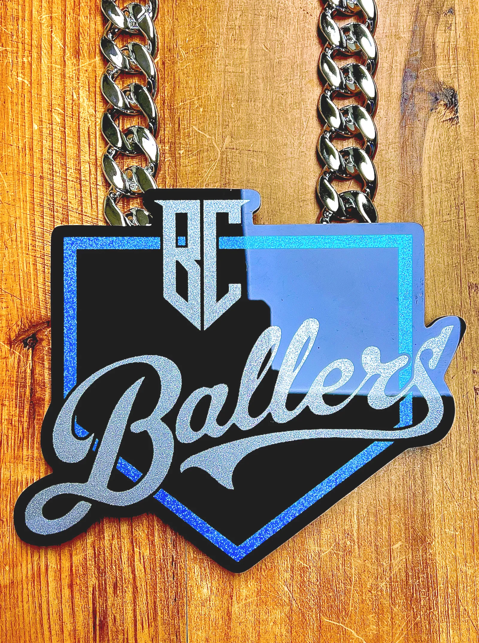 BC Ballers shield pendant product shot.