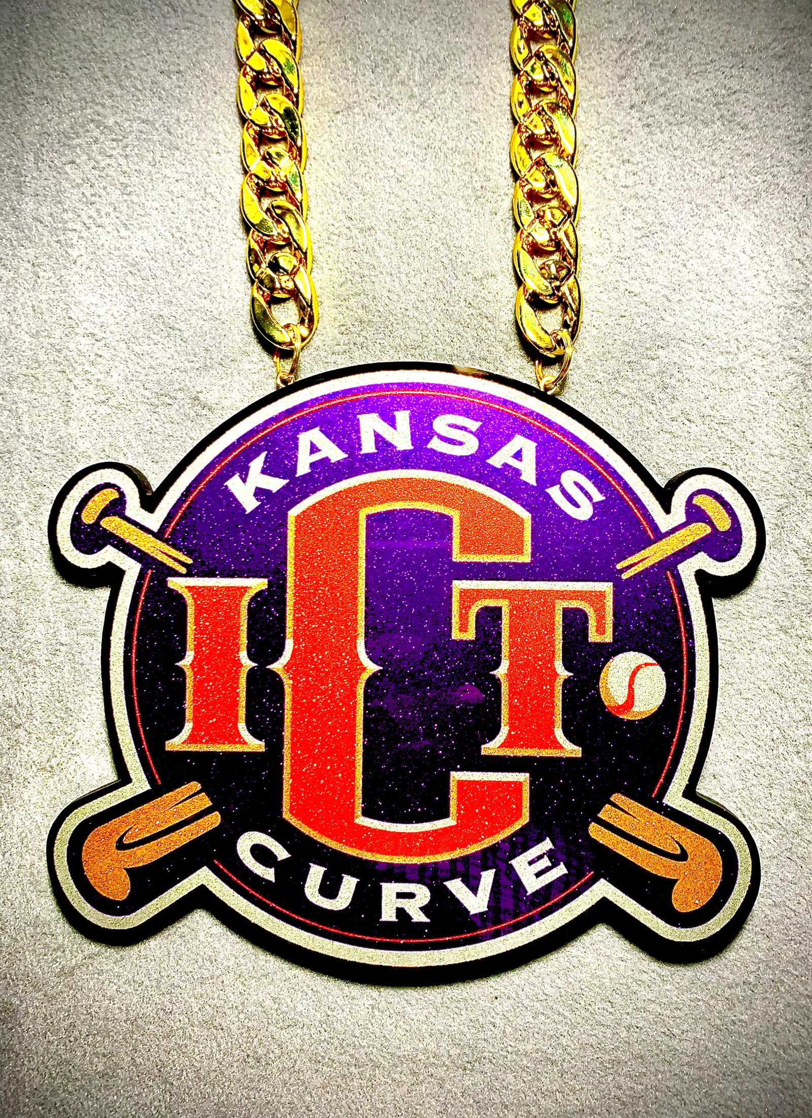 Kansas City curve baseball pendant.