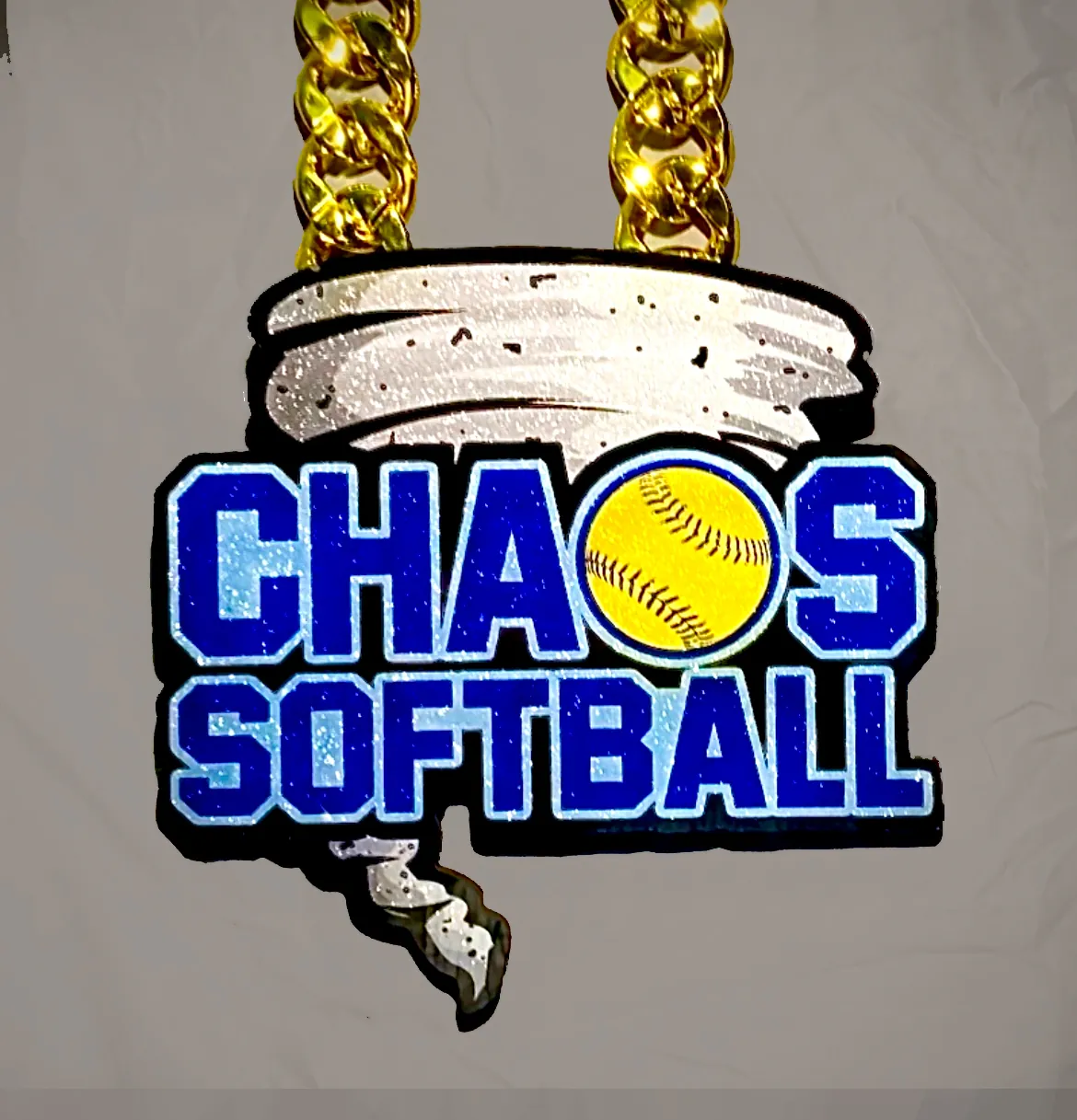 Chaos tornado softball mascot pendant.