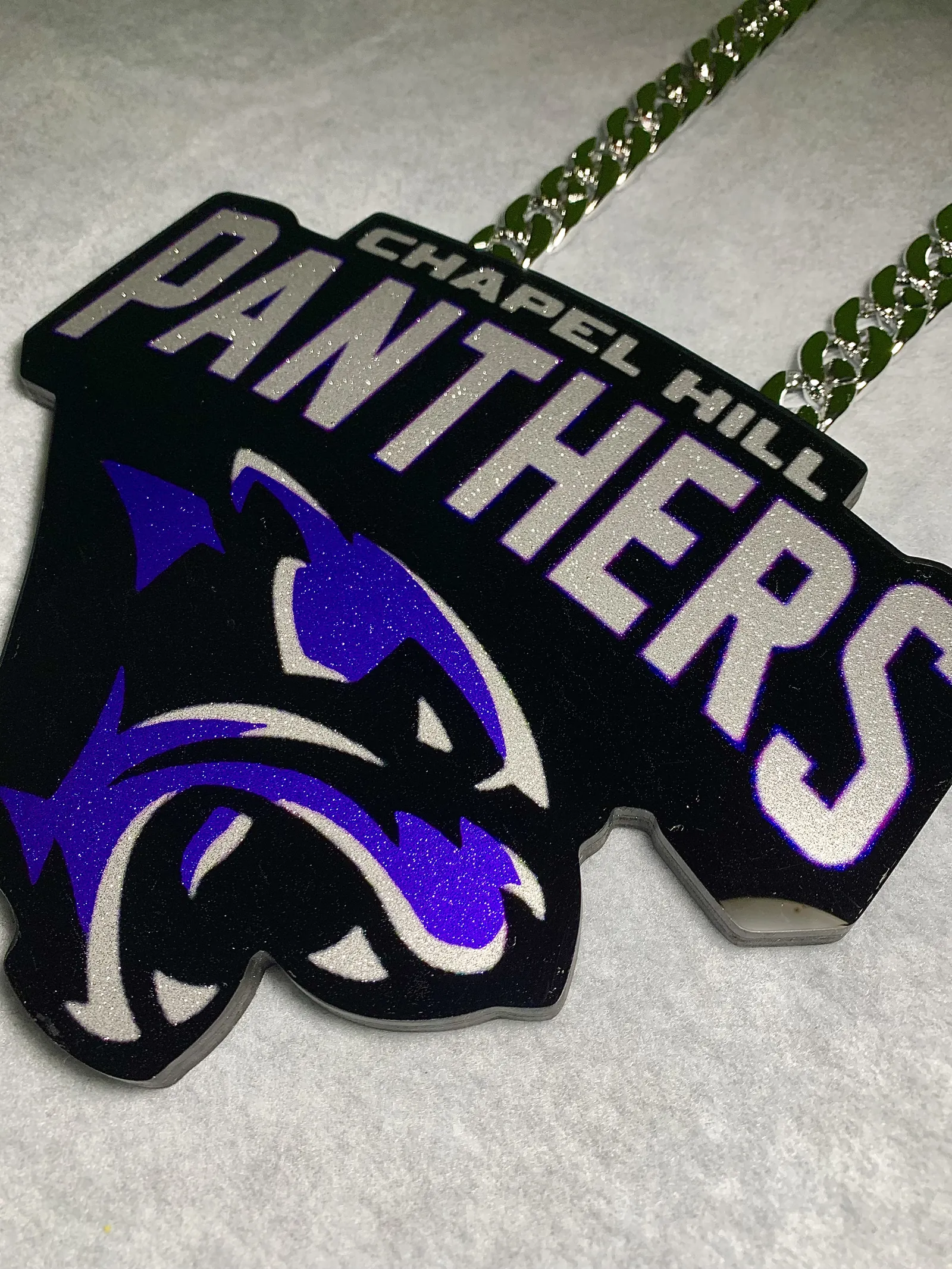 Chapel Panthers football pendant product shot.